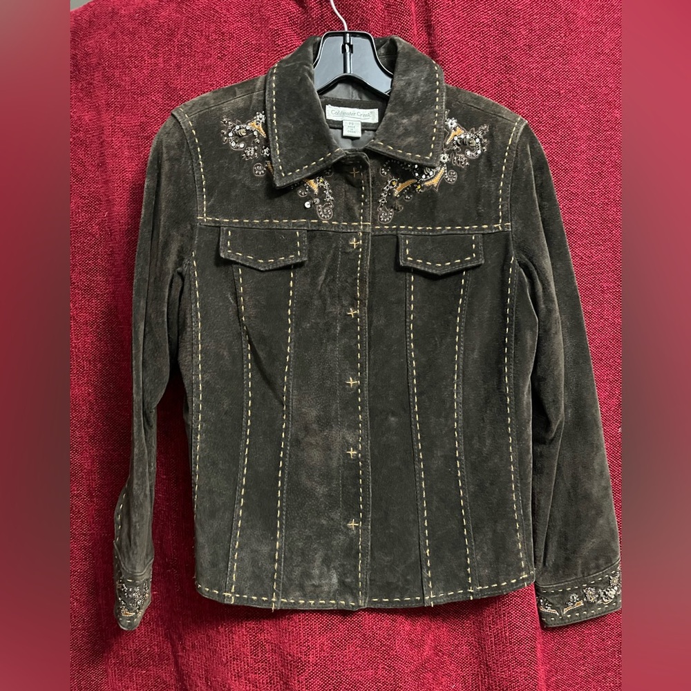 Coldwater Creeo Brown Suede Western Embellished Jacket Size PS